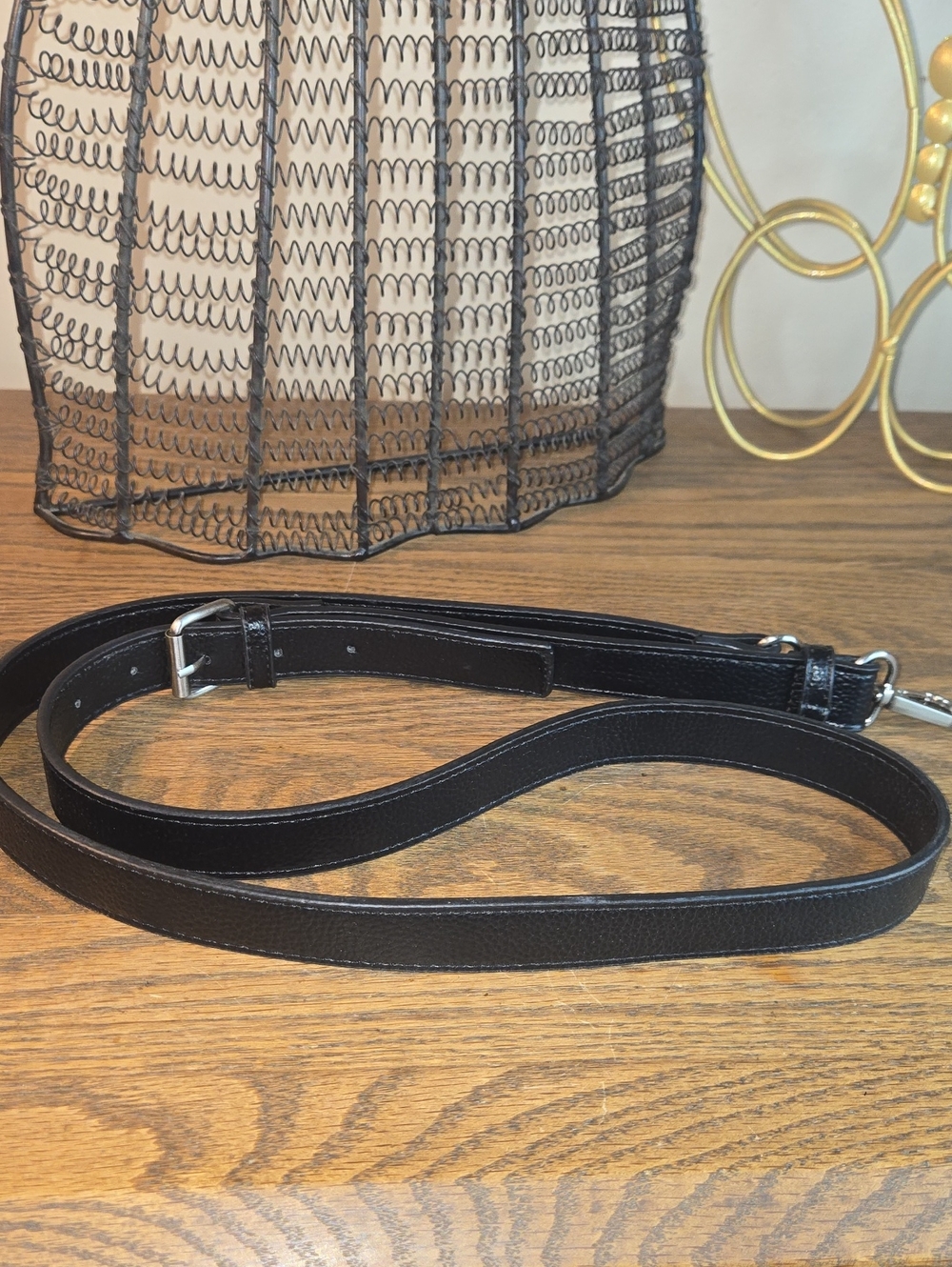 Black Leather Adjustable Crossbody/Shoulder Strap - Men Accessories